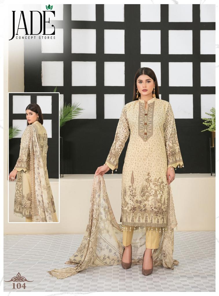 Jade Alfina Wholesale Pakistani Cotton Dress Mateial Catalog
